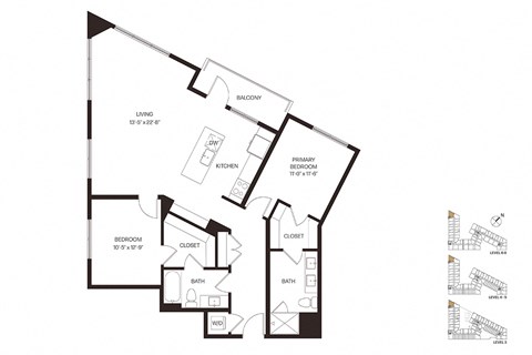 Floor plan for 2 beds, 2 baths, 1314 sqft